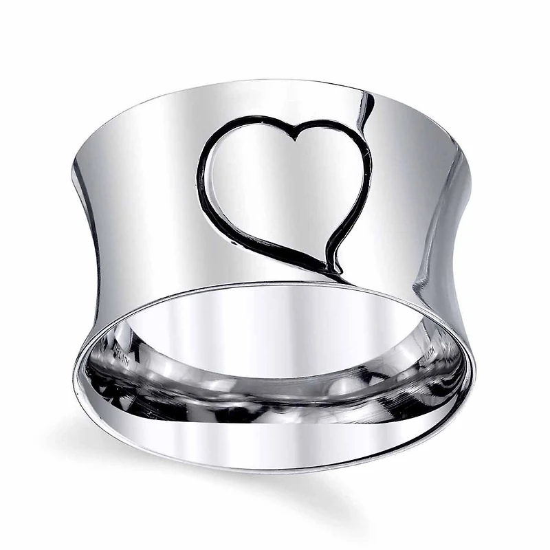 Womens Sterling Silver Heart Band