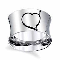 Womens Sterling Silver Heart Band