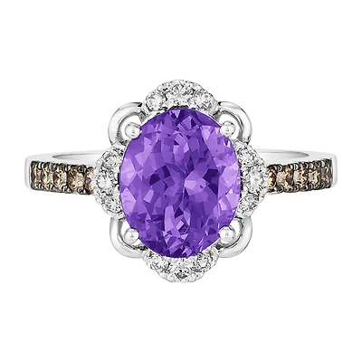 Le Vian® Grand Sample Sale™ Ring featuring 2 1/2 CT. Grape Amethyst™ 1/5 Nude Diamonds™ Chocolate Diamonds® set 14K Vanilla Gold®