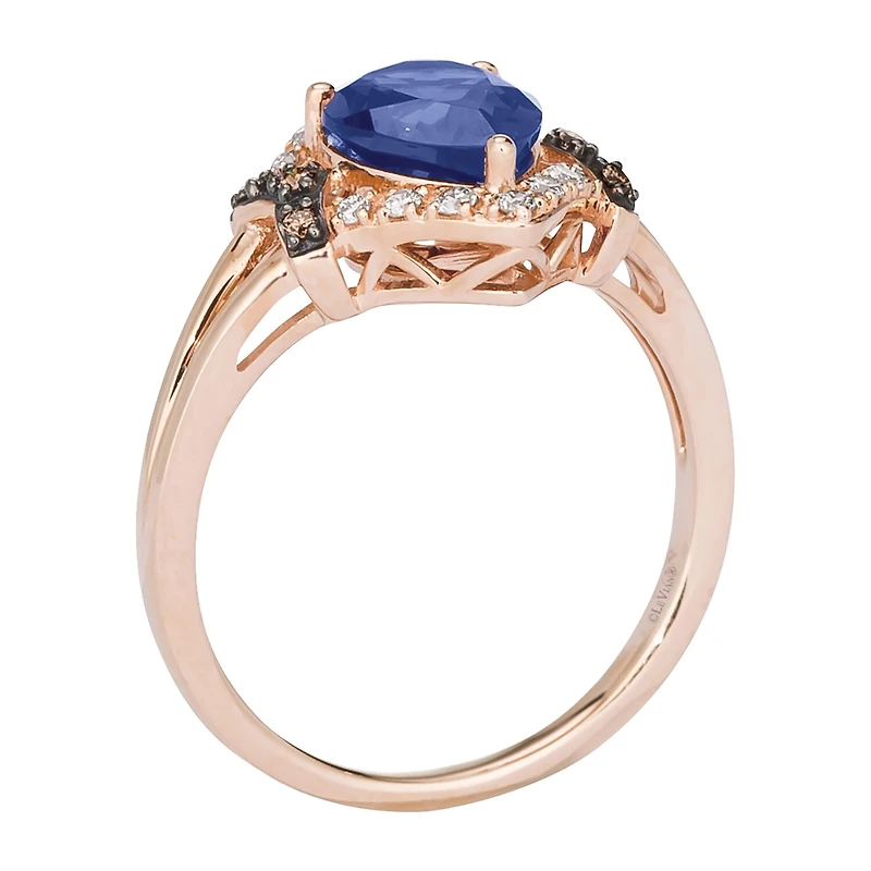 Le Vian® Grand Sample Sale™ Ring featuring 1 1/2 CT. Blueberry Tanzanite® 1/8 CT. Nude Diamonds™ 1/20 CT. Chocolate Diamonds® set in 14K Strawberry Gold®