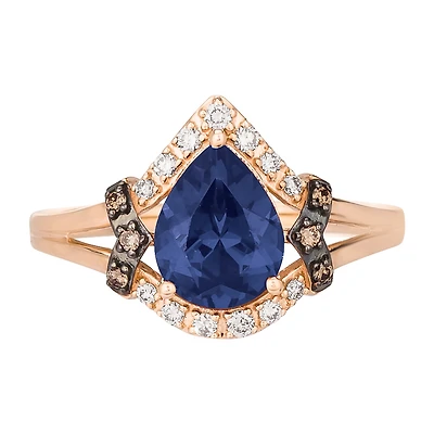 Le Vian® Grand Sample Sale™ Ring featuring 1 1/2 CT. Blueberry Tanzanite® 1/8 CT. Nude Diamonds™ 1/20 CT. Chocolate Diamonds® set in 14K Strawberry Gold®
