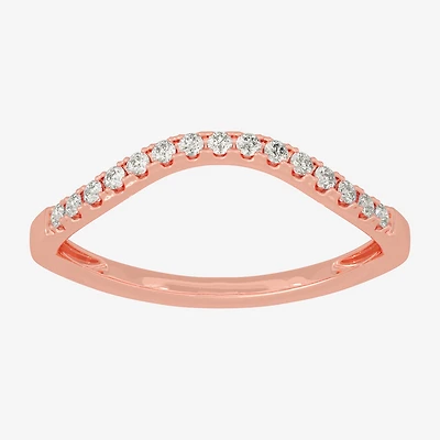 (H-I / Si1-Si2) Womens 2MM 1/8 CT. T.W. Lab Grown White Diamond 10K Gold Curved Wedding Band