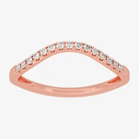 (H-I / Si1-Si2) Womens 2MM 1/8 CT. T.W. Lab Grown White Diamond 10K Gold Curved Wedding Band