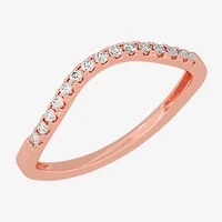 (H-I / Si1-Si2) Womens 2MM 1/8 CT. T.W. Lab Grown White Diamond 10K Gold Curved Wedding Band