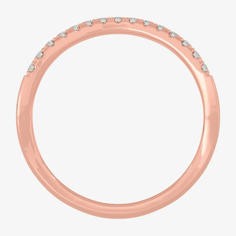 (H-I / Si1-Si2) Womens 2MM 1/8 CT. T.W. Lab Grown White Diamond 10K Gold Curved Wedding Band