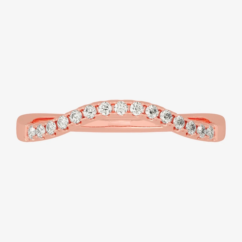 (H-I / Si1-Si2) Womens 2MM 1/8 CT. T.W. Lab Grown White Diamond 10K Gold Curved Wedding Band