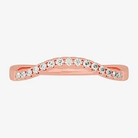 (H-I / Si1-Si2) Womens 2MM 1/8 CT. T.W. Lab Grown White Diamond 10K Gold Curved Wedding Band