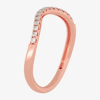 (H-I / Si1-Si2) Womens 2MM 1/8 CT. T.W. Lab Grown White Diamond 10K Gold Curved Wedding Band