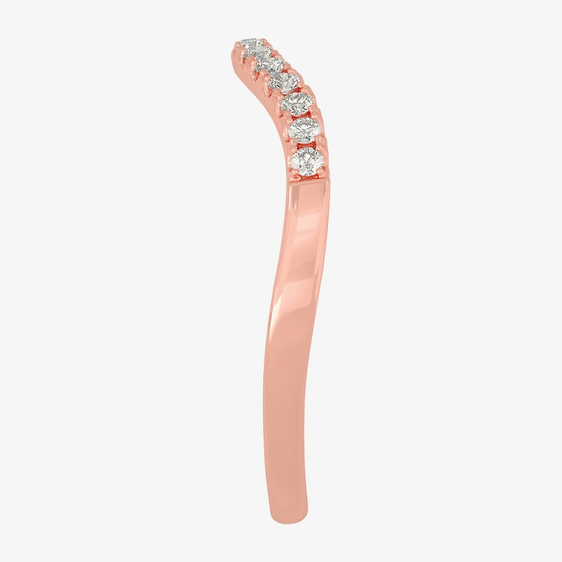 (H-I / Si1-Si2) Womens 2MM 1/8 CT. T.W. Lab Grown White Diamond 10K Gold Curved Wedding Band