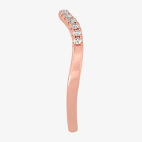 (H-I / Si1-Si2) Womens 2MM 1/8 CT. T.W. Lab Grown White Diamond 10K Gold Curved Wedding Band