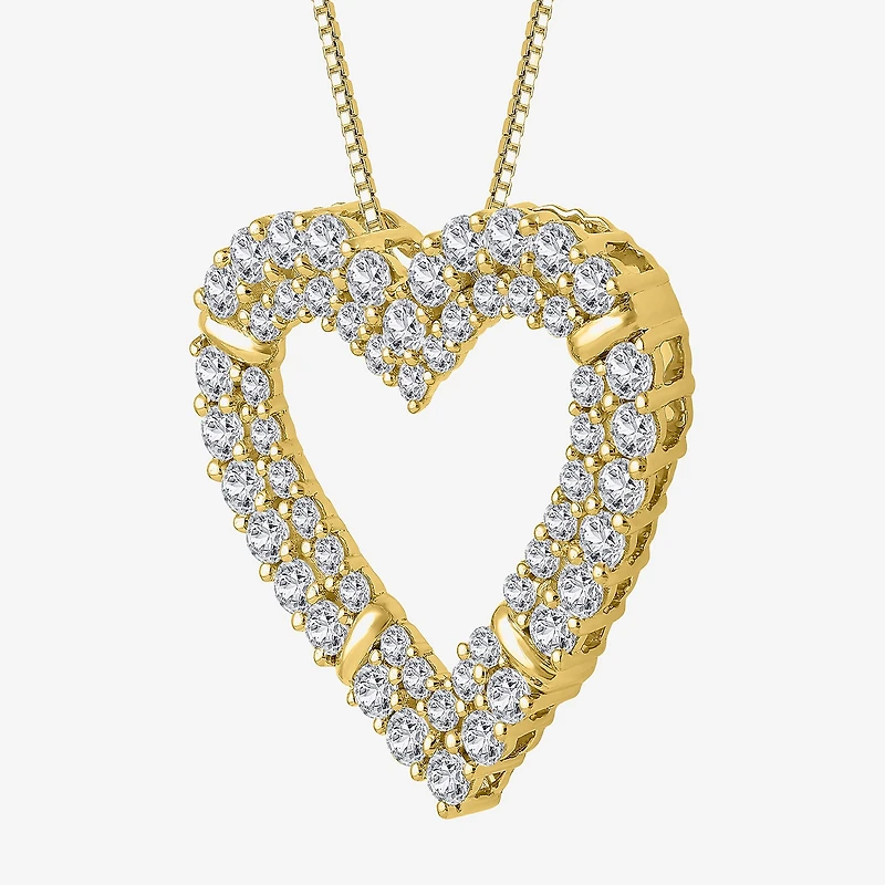H-I / I1) Womens 1 CT. T.W. Lab Grown White Diamond 10K Gold Heart 18 Inch Pendant Necklace
