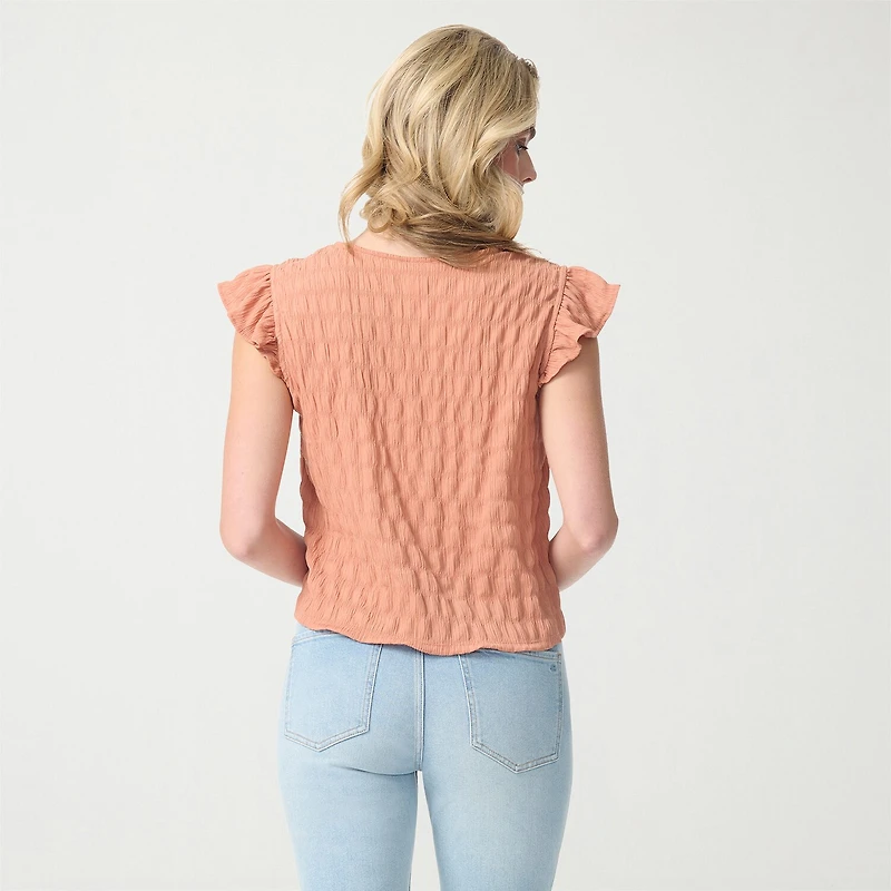 JS Jessica Simpson Womens Square Neck Short Sleeve Blouse