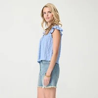 JS Jessica Simpson Womens Square Neck Short Sleeve Blouse
