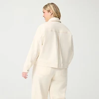 JS Jessica Simpson Womens Plus Denim Embroidered Lightweight Jacket
