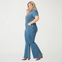 JS Jessica Simpson Womens V Neck Short Sleeve Plus Jumpsuit