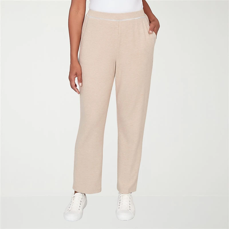 Alfred Dunner Comfort And Joy Womens Straight Mid Rise Pull-On Pant