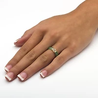 Womens 5MM Genuine Green Jade 10K Gold Band