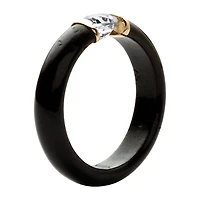 Womens 5MM Genuine Black Jade 10K Gold Band