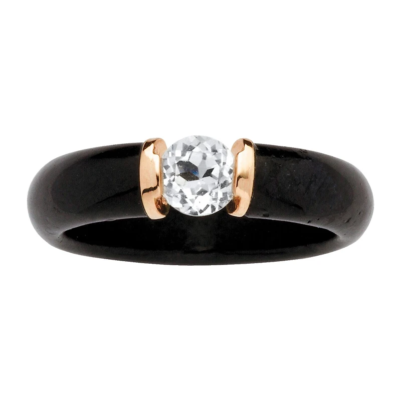 Womens 5MM Genuine Black Jade 10K Gold Band
