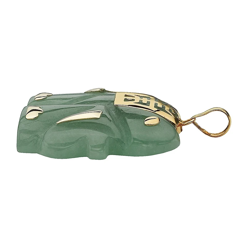 Elephant Womens Genuine Green Jade 14K Gold Pendant