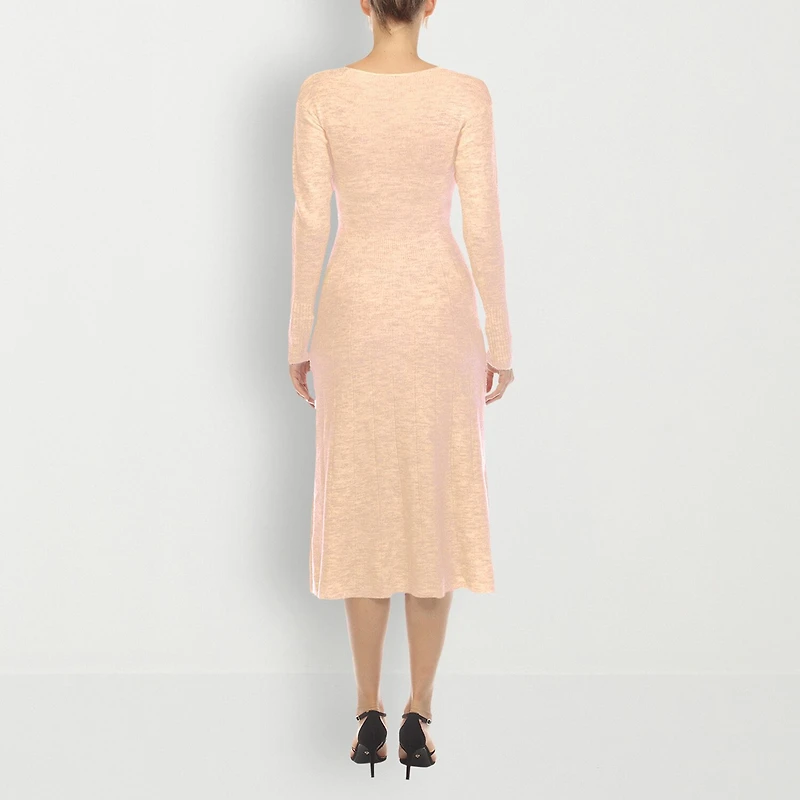 White Mark Womens Long Sleeve Midi Sweater Dress