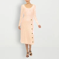White Mark Womens Long Sleeve Midi Sweater Dress