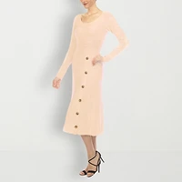 White Mark Womens Long Sleeve Midi Sweater Dress