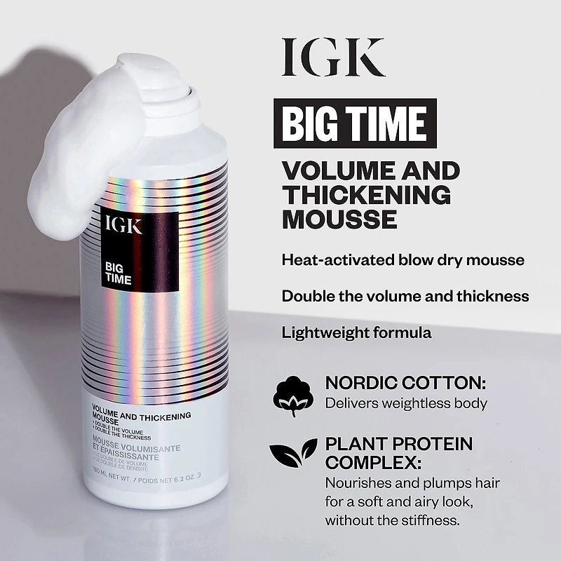 IGK Big Time Volume And Thickening Hair Mousse 6.2 oz.