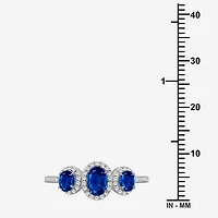 Womens Gemstone & 1/5 CT. T.W. Natural Diamond 10K Gold Oval 3-Stone Cocktail Ring