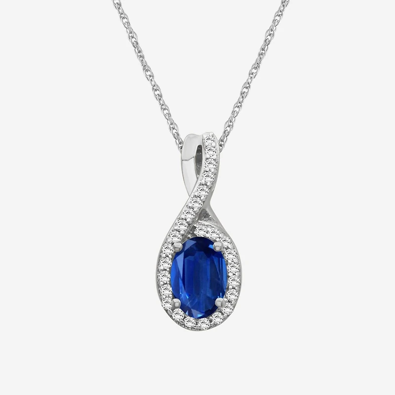 Womens Gemstone & 1/10 CT. T.W. Natural Diamond 10K Gold Oval 18 Inch Pendant Necklace