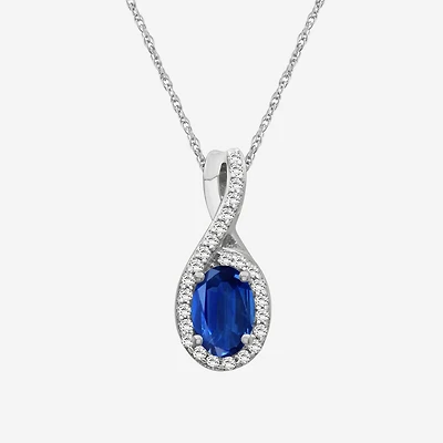 Womens Gemstone & 1/10 CT. T.W. Natural Diamond 10K Gold Oval 18 Inch Pendant Necklace
