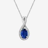 Womens Gemstone & 1/10 CT. T.W. Natural Diamond 10K Gold Oval 18 Inch Pendant Necklace