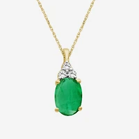 Womens Diamond Accent Gemstone 10K Gold Oval 18 Inch Pendant Necklace