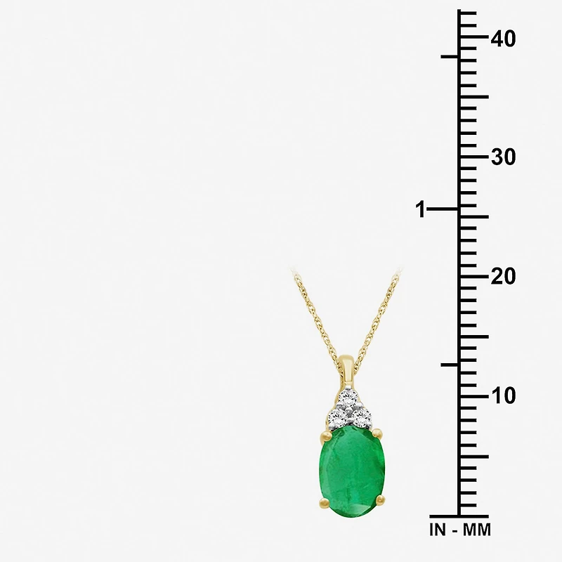 Womens Diamond Accent Gemstone 10K Gold Oval 18 Inch Pendant Necklace