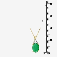 Womens Diamond Accent Gemstone 10K Gold Oval 18 Inch Pendant Necklace