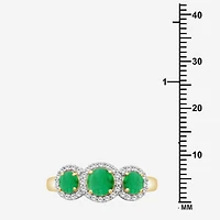 Womens Gemstone & 1/5 CT. T.W. Natural Diamond 10K Gold 3-Stone Cocktail Ring