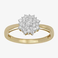 Womens 1/2 CT. T.W. Natural White Diamond 10K Gold Cluster Cocktail Ring