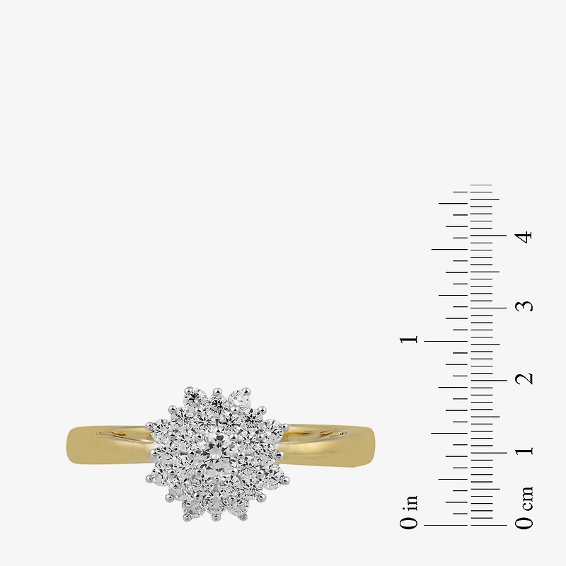 Womens 1/2 CT. T.W. Natural White Diamond 10K Gold Cluster Cocktail Ring