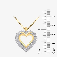 Womens 1 CT. T.W. Natural White Diamond 10K Gold Heart 18 Inch Pendant Necklace