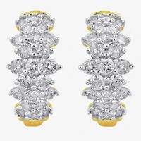 Womens 2 CT. T.W. Natural White Diamond 10K Gold 16mm Hoop Earrings
