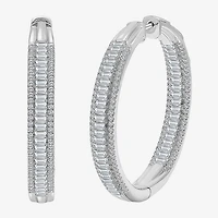 (I / I1) Womens 3 CT. T.W. Lab Grown White Diamond 10K Gold 37.3mm Hoop Earrings