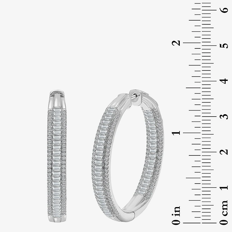 (I / I1) Womens 3 CT. T.W. Lab Grown White Diamond 10K Gold 37.3mm Hoop Earrings