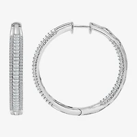 (I / I1) Womens 3 CT. T.W. Lab Grown White Diamond 10K Gold 37.3mm Hoop Earrings