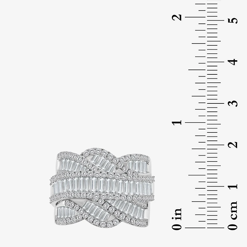 (I / I1) Womens 3 CT. T.W. Lab Grown White Diamond 10K Gold Crossover Cocktail Ring