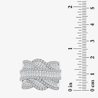 (I / I1) Womens 3 CT. T.W. Lab Grown White Diamond 10K Gold Crossover Cocktail Ring
