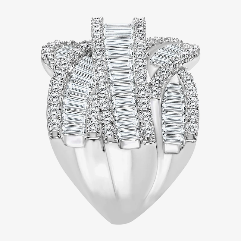 (I / I1) Womens 3 CT. T.W. Lab Grown White Diamond 10K Gold Crossover Cocktail Ring