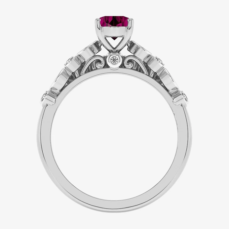 Modern Bride Gemstone Womens 1/3 CT. T.W. Genuine Red Garnet 10K Gold Cushion Side Stone Crossover Bridal Set
