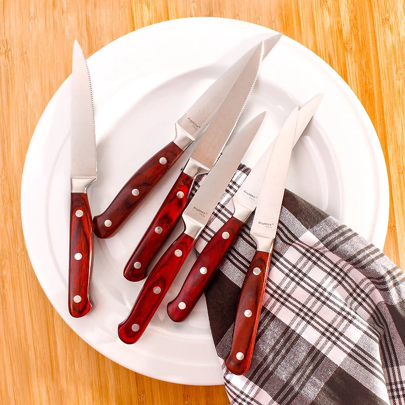 BergHOFF Pakka Wood Stainless Steel 6-pc. Steak Knife Set