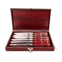 BergHOFF Pakka Wood Stainless Steel 7-pc. Steak Knife Set with Wood Case