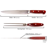 BergHOFF Pakka Wood Stainless Steel -pc. Carving Knife Set with Case